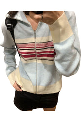 Cardigan décontracté à rayures vintage d'automne